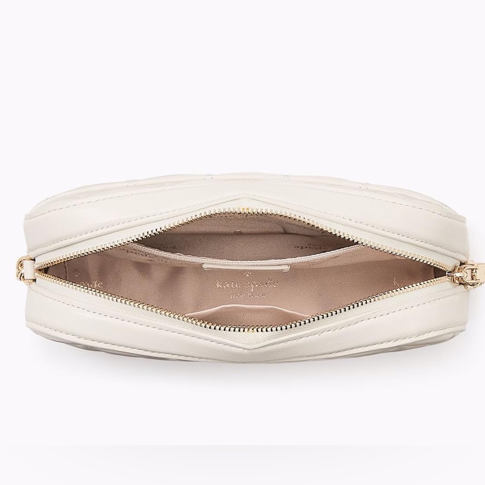 NWT Retails$398 Kate Spade Quilted Cream Leather Bag with Gold Crossbody Bag - Picture 4 of 10